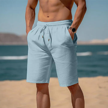 Men's Summer Drawstring Shorts With Elastic Waist - Straight Beach Breathable Pants