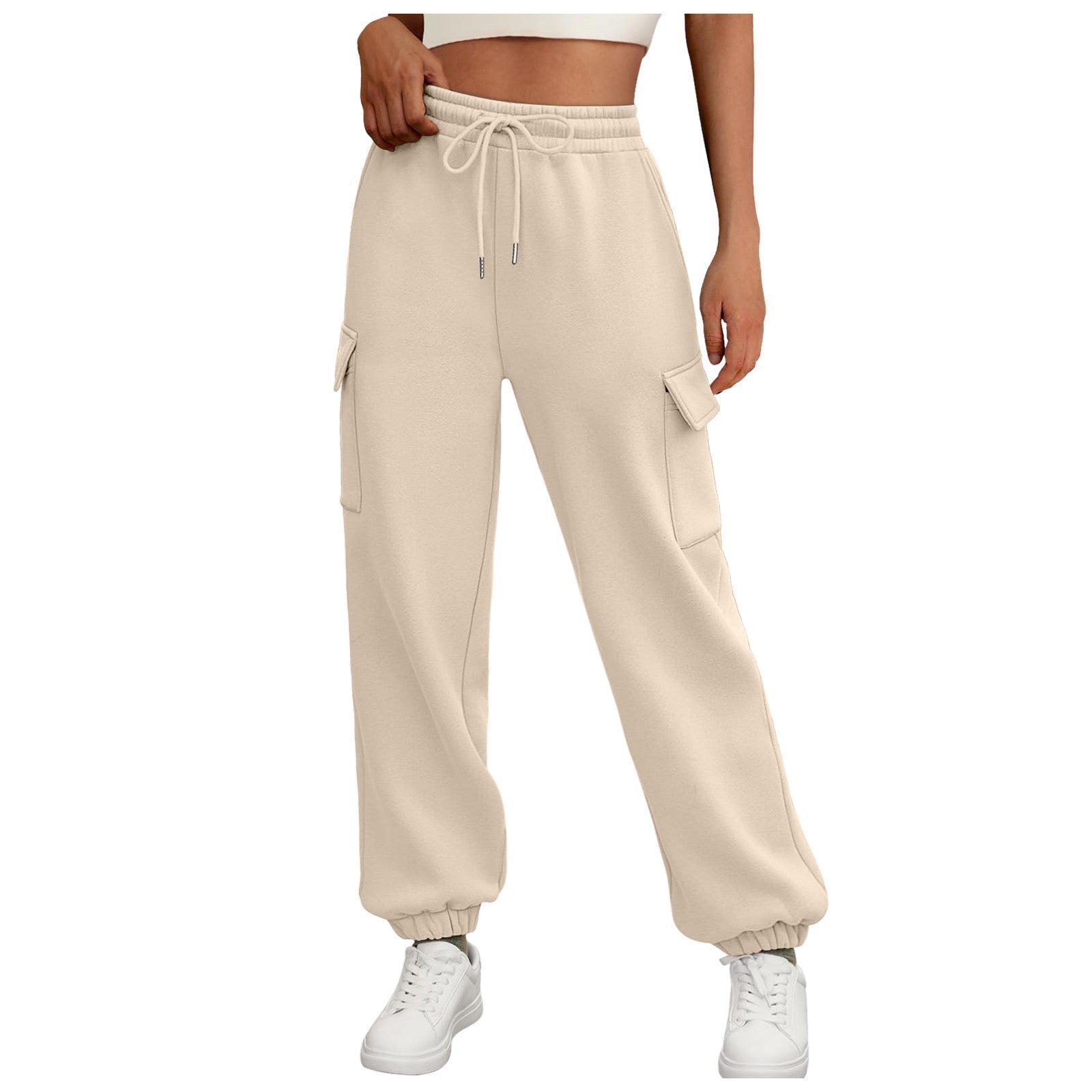Women's Sweatpants Fleece Lined Baggy Athletic Jogger Trousers With Pockets - Casual Trendy Cargo Pants Autumn Outfits