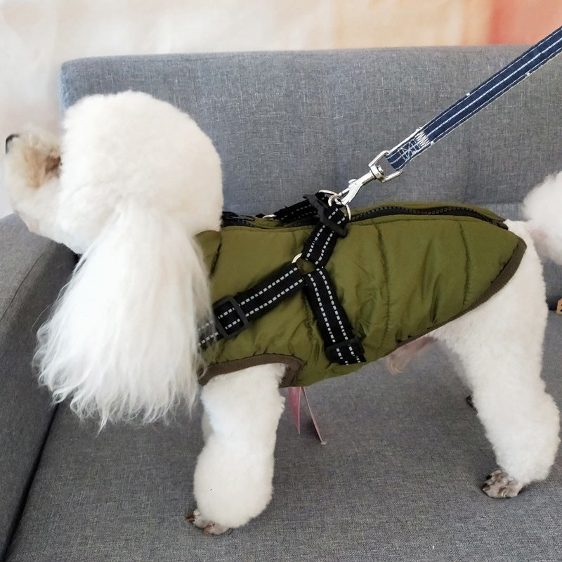 Waterproof Winter Dog Warm Coat With Harness Suitable For Big Dog Jacket