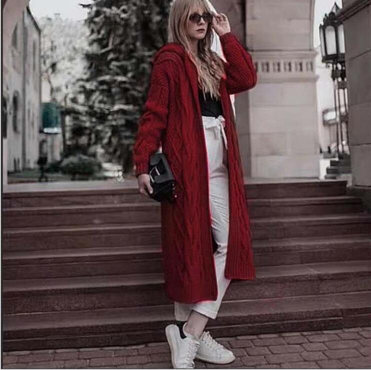 Women's Hooded Long Cardigan Sweater