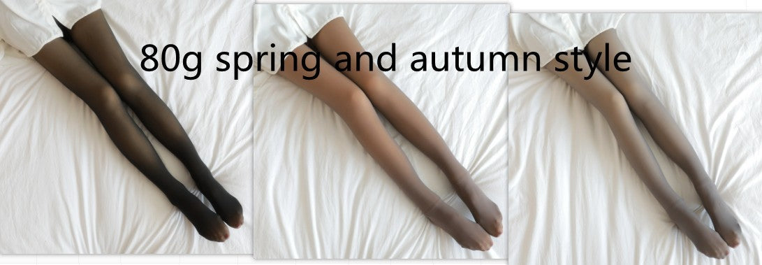 Women's Translucent Plus Size Warm Leggings, Pantyhose, Fleece Lined Tights Suitable For Autumn And Winter