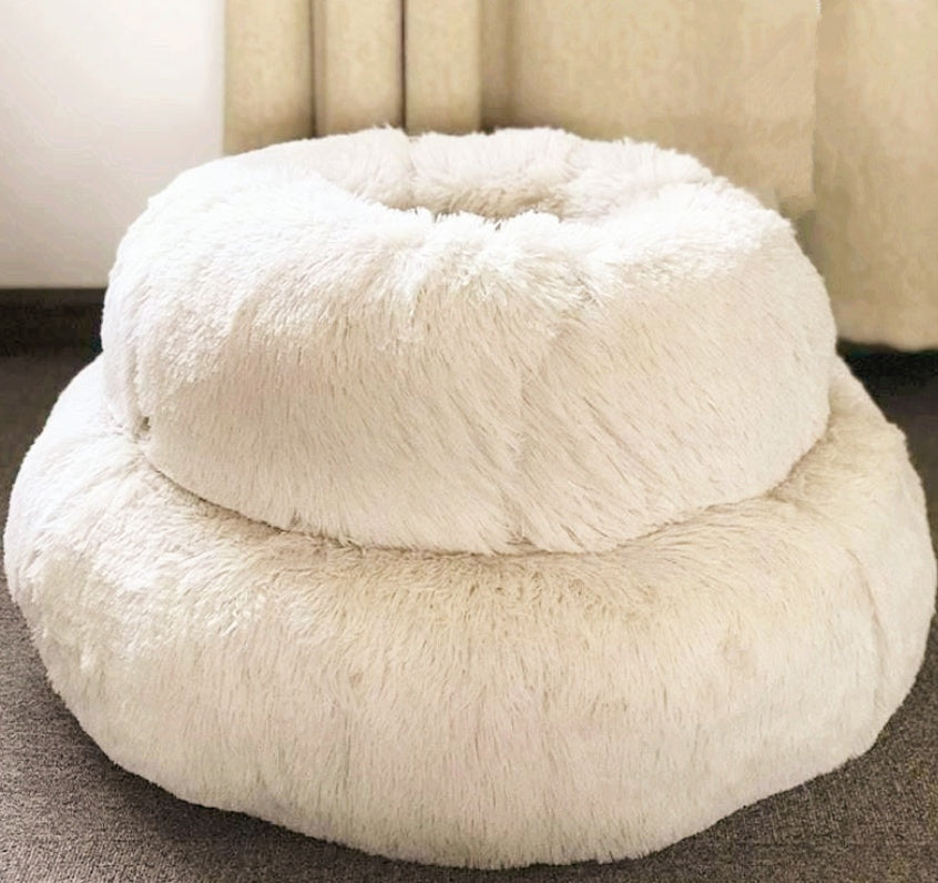 Pet Round Plush Beds For Small Dogs And Cats With Litter Kennel Feature - Suitable For a Puppy