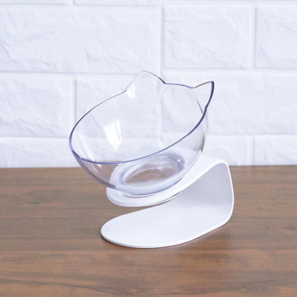 Inclined Transparent Single Pet Food Bowl For Cats - Ear Oblique Mouth