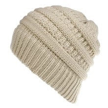 Women's Mixed Colour Knitted Wool Hat, Non-Labelled Ponytail Hat For Ladies