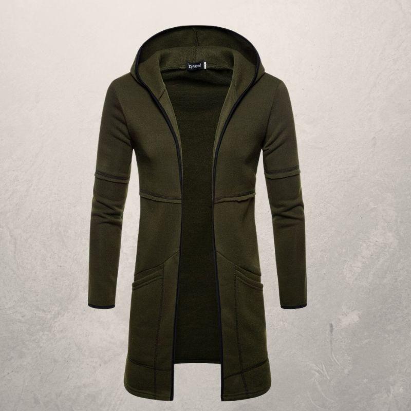 Men's Sweater Mid-Length Large Pocket Hooded Cardigan