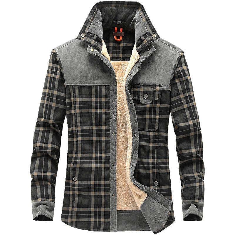 Men's Thicken Warm Fleece Winter Jackets - Pure Cotton Plaid Coat