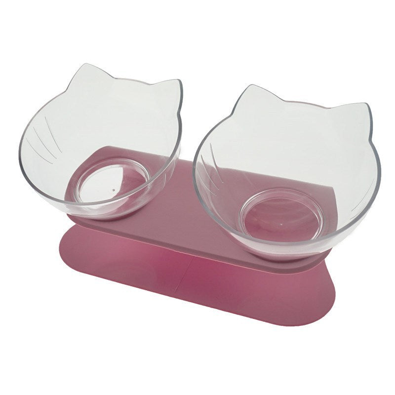 Cat Double Food Bowl With Cervical Vertebra Protection