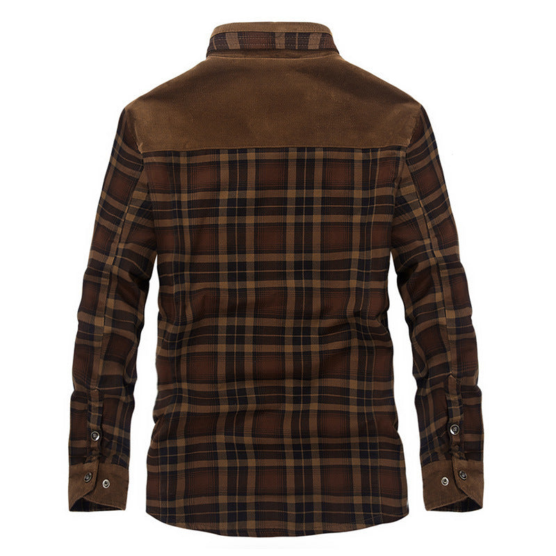 Men's Thicken Warm Fleece Winter Jackets - Pure Cotton Plaid Coat