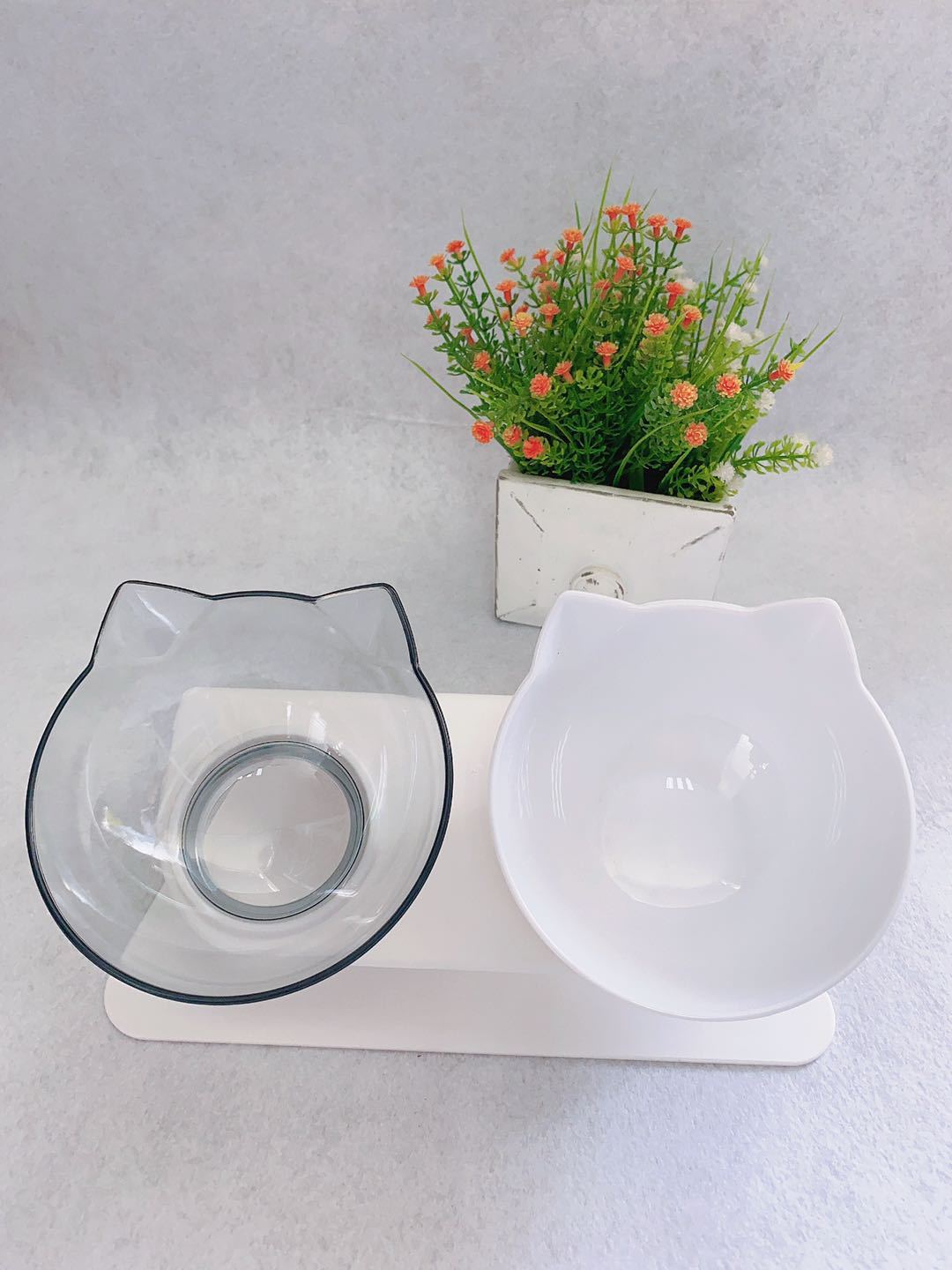 Cat Double Food Bowl With Cervical Vertebra Protection