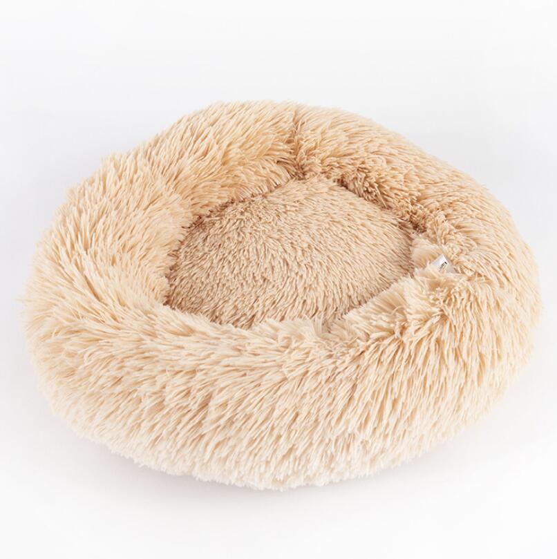 Pet Round Plush Beds For Small Dogs And Cats With Litter Kennel Feature - Suitable For a Puppy