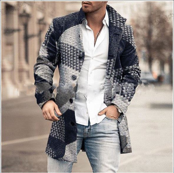 Men's Fashion Casual Jacket Mid-Length Trench Coat