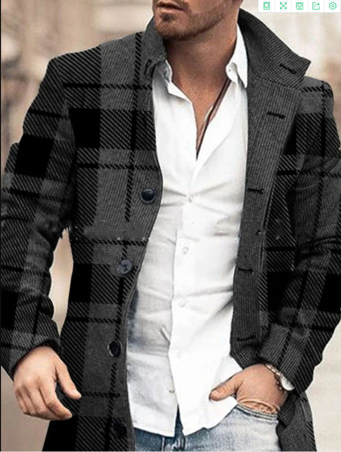 Men's Fashion Casual Jacket Mid-Length Trench Coat