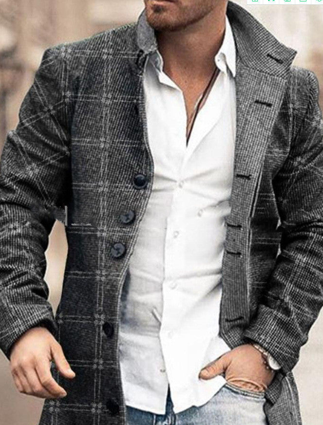 Men's Fashion Casual Jacket Mid-Length Trench Coat