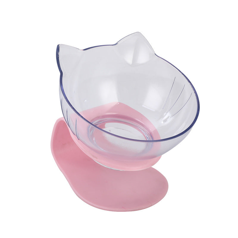 Inclined Transparent Single Pet Food Bowl For Cats - Ear Oblique Mouth
