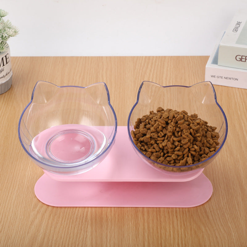 Inclined Transparent Single Pet Food Bowl For Cats - Ear Oblique Mouth