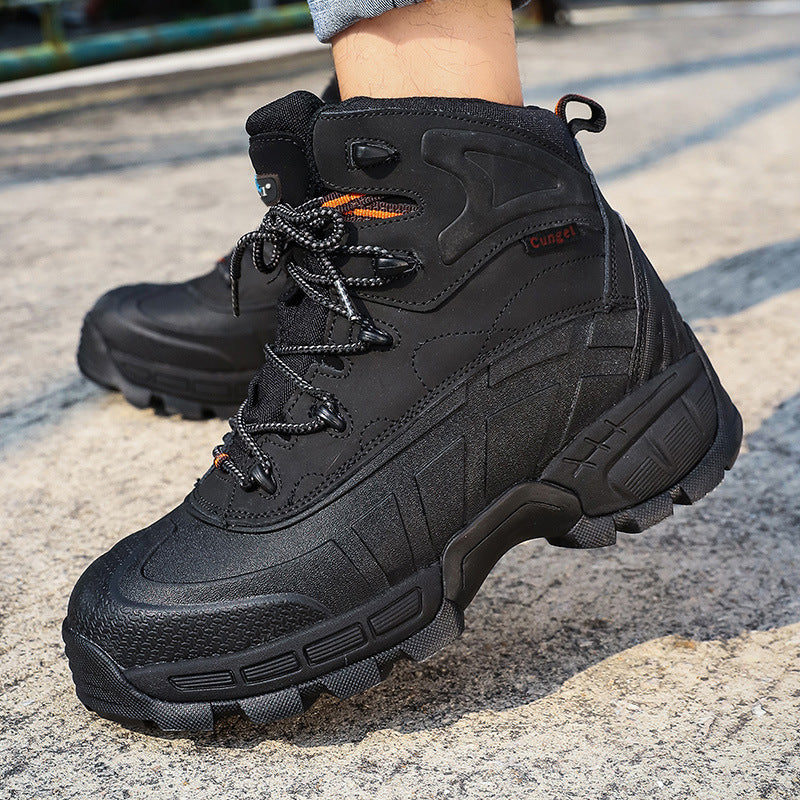 Men's High-Top Wear-Resistant Steel-Soled Boots - Outdoor Desert, Tactical, & Anti-Smashing Safety Boots