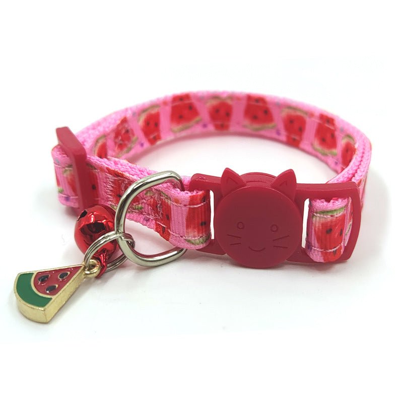 Pet Collar Strap - Cat Print Bell