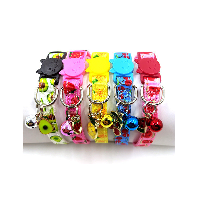 Pet Collar Strap - Cat Print Bell