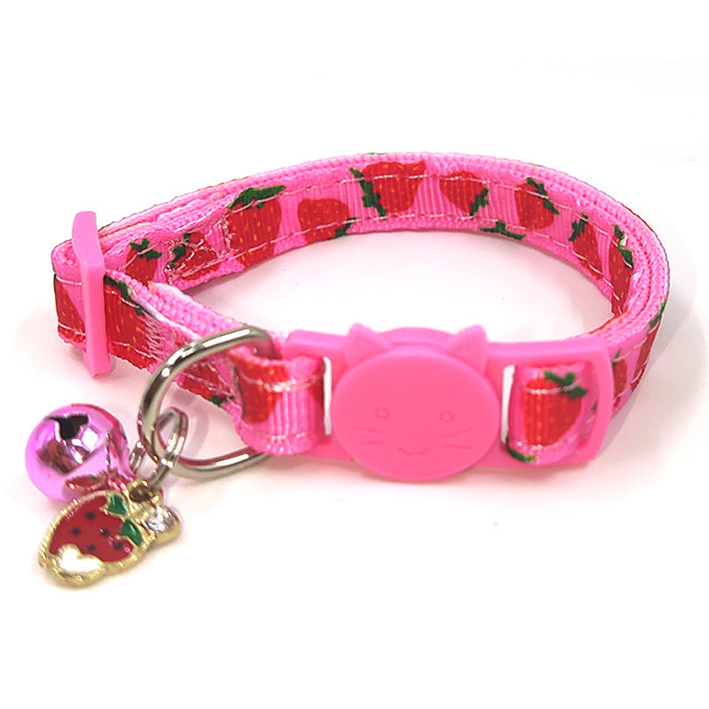 Pet Collar Strap - Cat Print Bell