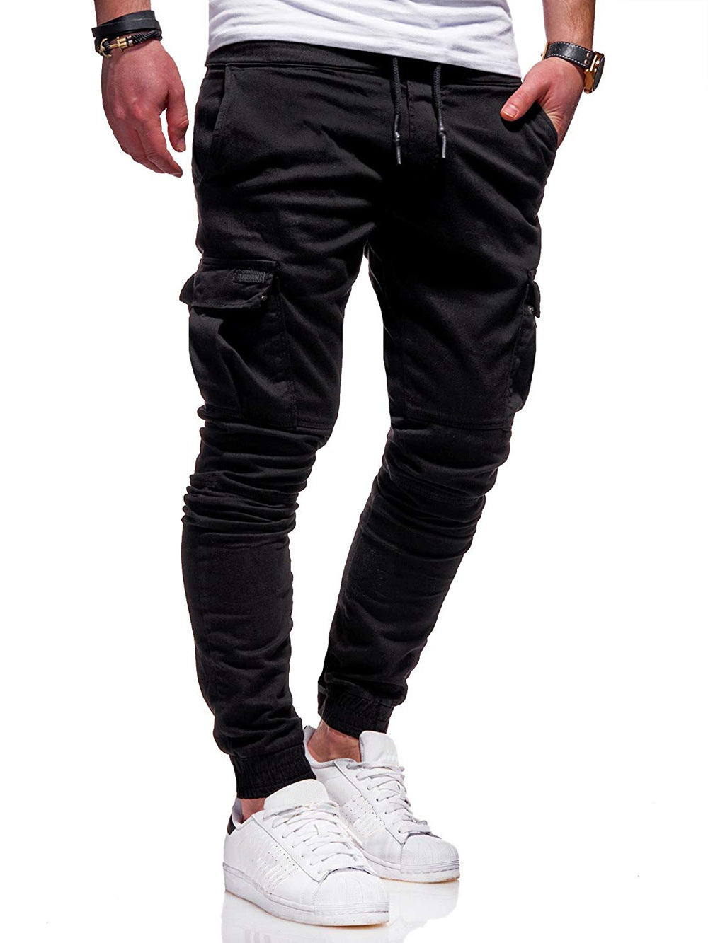 Tethered Elastic Sports Baggy Jogging Pants For Men