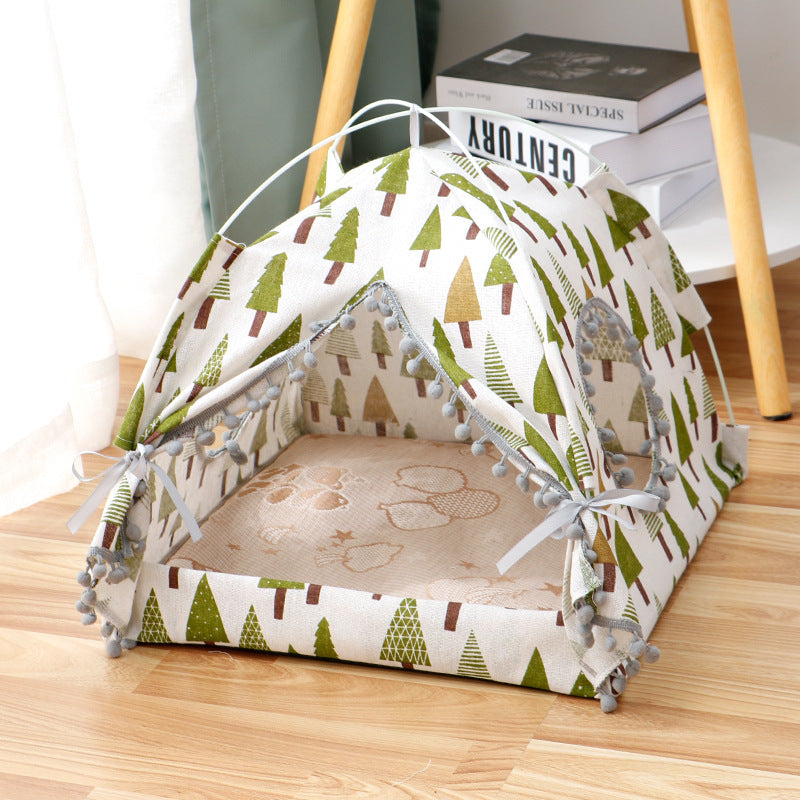 Cat Tent House With Enclosed Pet Bed
