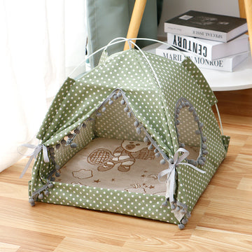 Cat Tent House With Enclosed Pet Bed