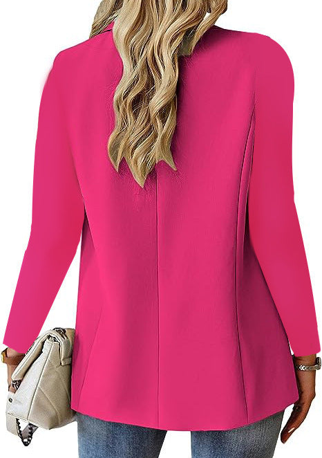 Women's Long-Sleeved Outwear Tops and Ins Lapel Button Jacket Fashion - Commuter Casual Suit Jacket For Ladies