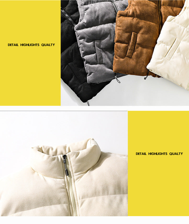 Men's Simple Stand-Up Collar Cotton-Padded Winter Vest