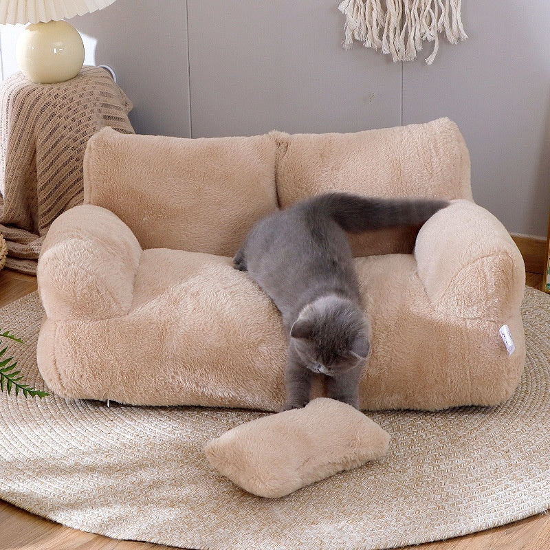 Luxury Pet Winter Warm Sofa For Small And Medium Dogs And Cats - Comfortable Plush Puppy Bed