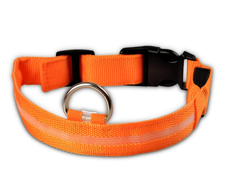 Adjustable Nylon LED Pet Luminous Collar Night Safety Flashing Light - Glows in Dark For Dog And Cat