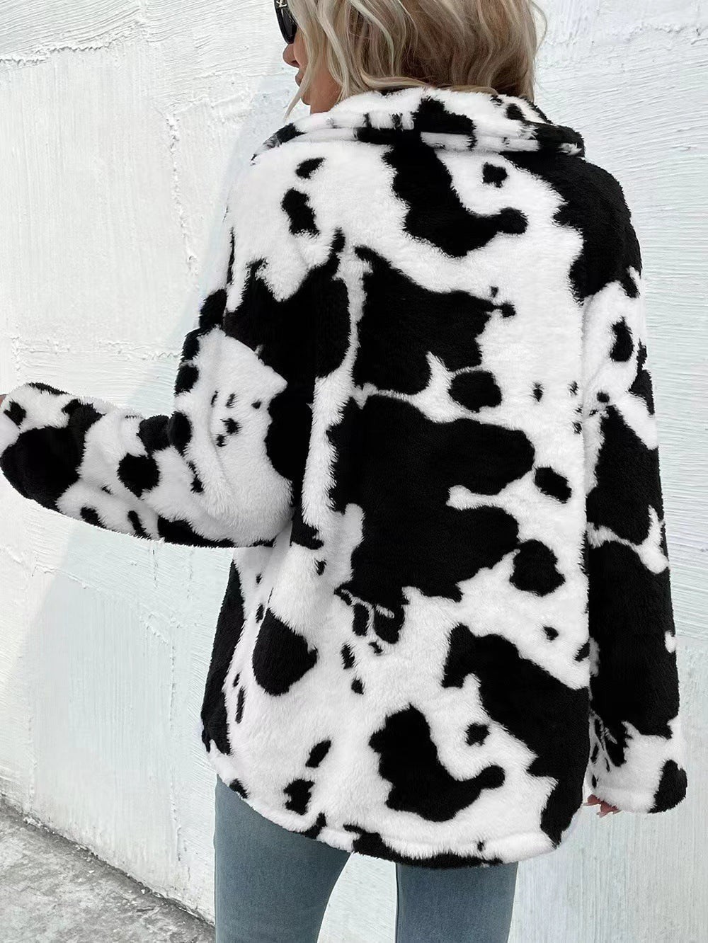 Double-Sided Plush Cow Pocket Top Jacket