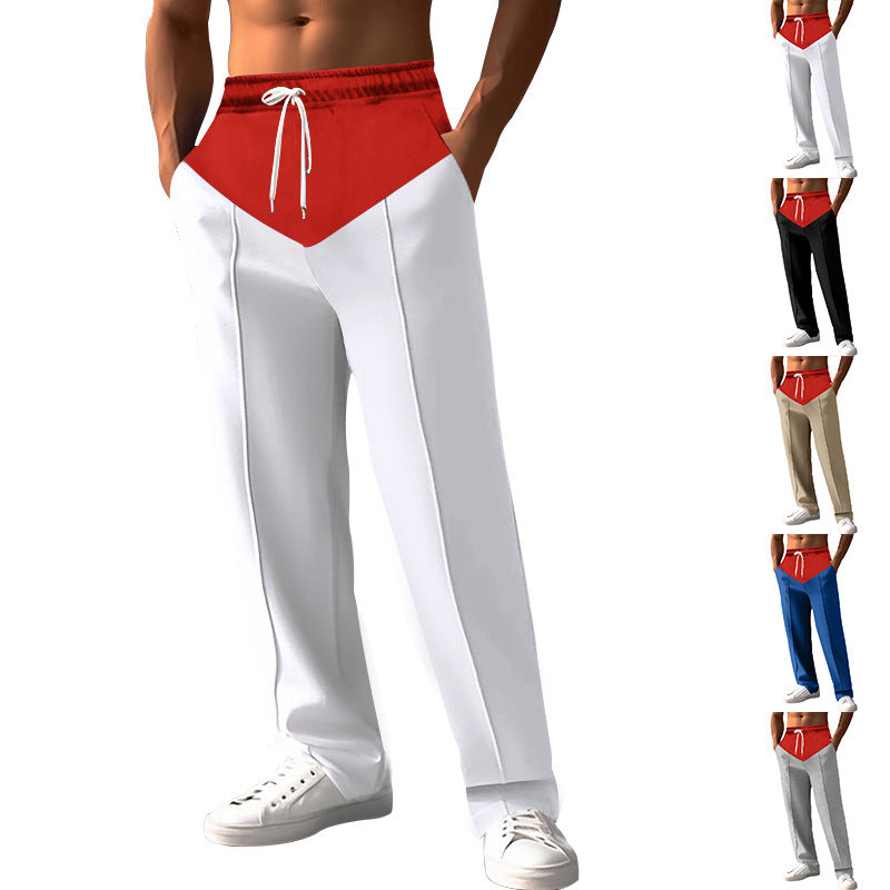 Men's Casual Loose Colour Matching Straight Sports Trousers