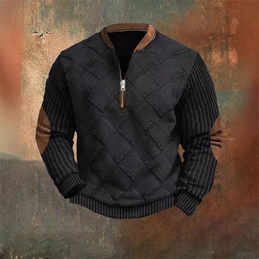 Autumn & Winter Digital Printing Half Zipper Warm Sweater For Men