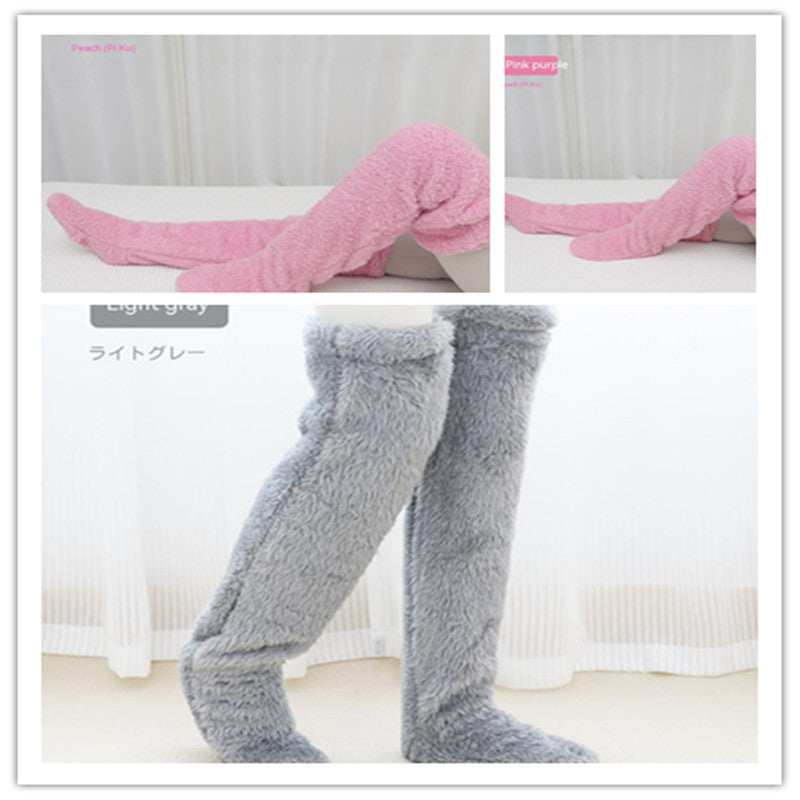 Winter Warm Over Knee High Fuzzy Long Socks - Cold-proof Stockings, Home Floor Sleeping Socks - Unisex
