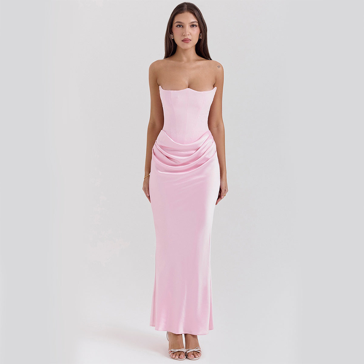 Women's Slim Tube Top Sexy Long Dress - Bandeau Backless Party Evening Dresses