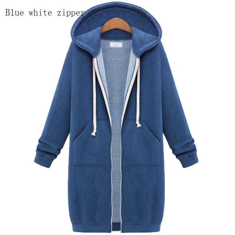 Women's Hooded Long Sleeve Sweater - Fleece Long Jacket