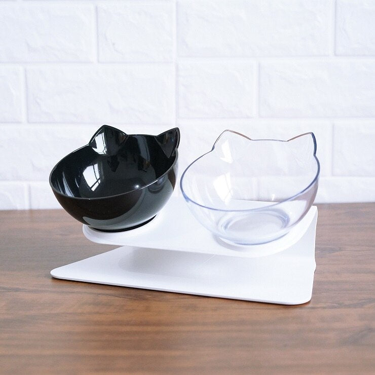 Cat Double Food Bowl With Cervical Vertebra Protection