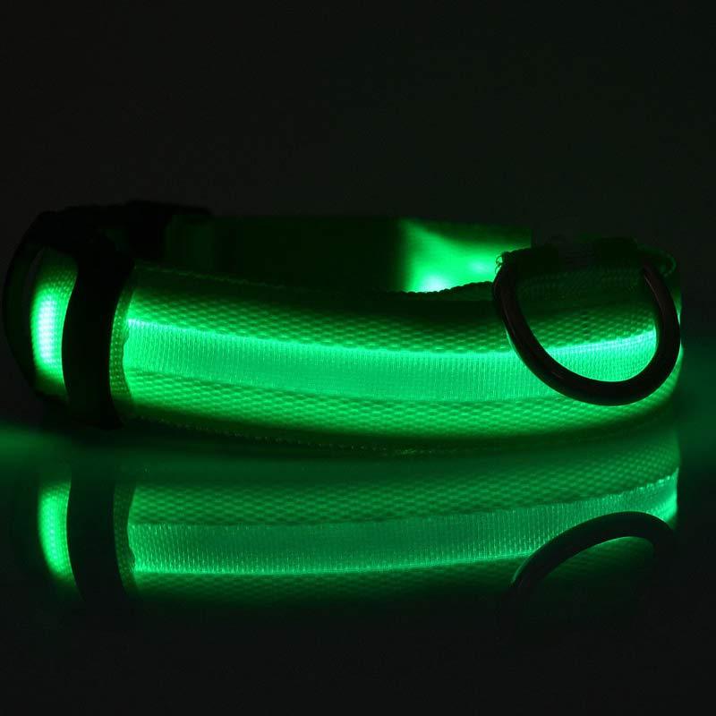 Adjustable Nylon LED Pet Luminous Collar Night Safety Flashing Light - Glows in Dark For Dog And Cat