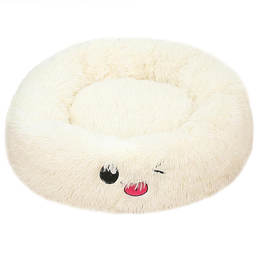 Pet Round Plush Beds For Small Dogs And Cats With Litter Kennel Feature - Suitable For a Puppy
