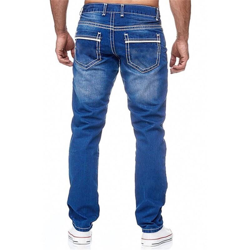 Men's Straight Jean Trousers With Pockets - Business Casual Daily Streetwear