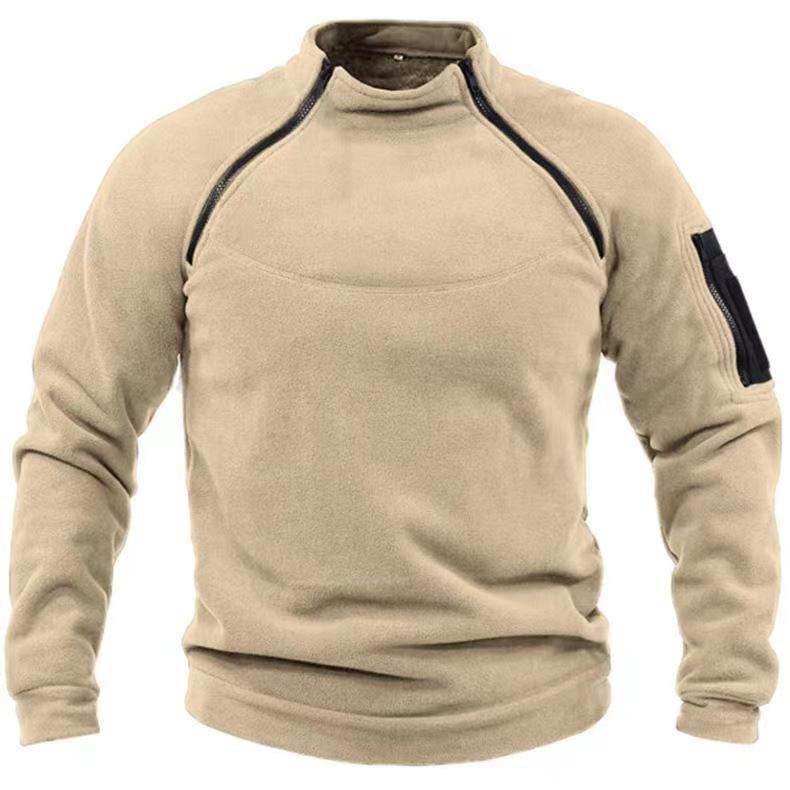 Men's Warm Stand Collar And Loose Solid Colour Sweater