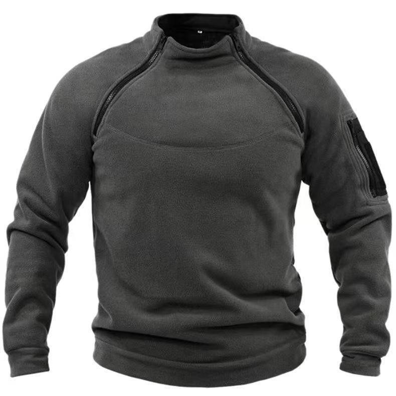 Men's Warm Stand Collar And Loose Solid Colour Sweater