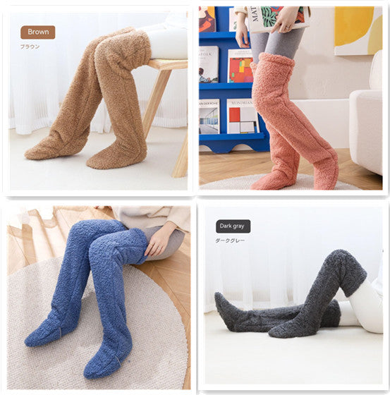 Winter Warm Over Knee High Fuzzy Long Socks - Cold-proof Stockings, Home Floor Sleeping Socks - Unisex