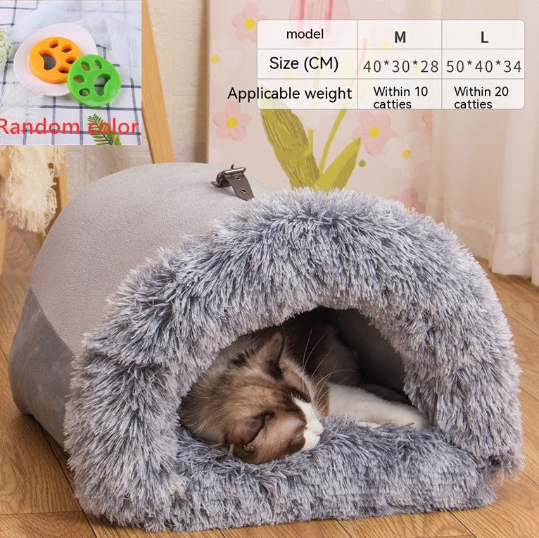Splice Portable Pet Warm Nest For Autumn And Winter - Moisture-Proof Long Fur Cat And Dog Nest