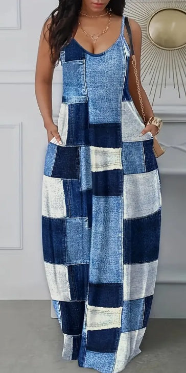 Patchwork Print Cami Dress For Women