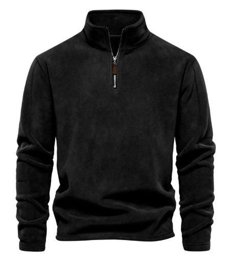 Men's Personality Stand-Collar Zippered Sweatshirt With Fleece Winter Casual Pullover Top