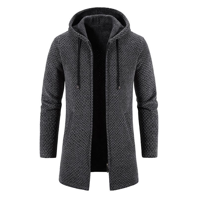 Men's Plush Thickened Medium Long Coat