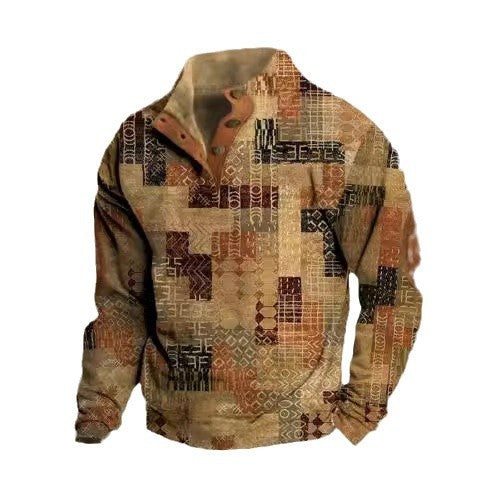 Men's 3D Sweater With Hot Digital Printing Stand Collar