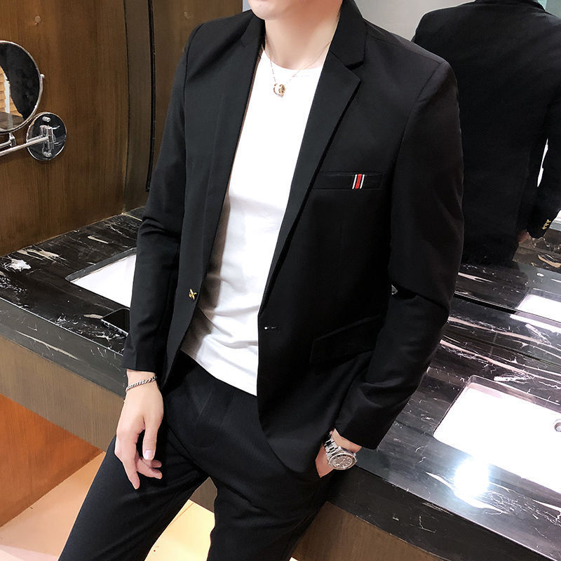 Men's Spring Korean Style Slim Fit Popular Single Leisure Suit