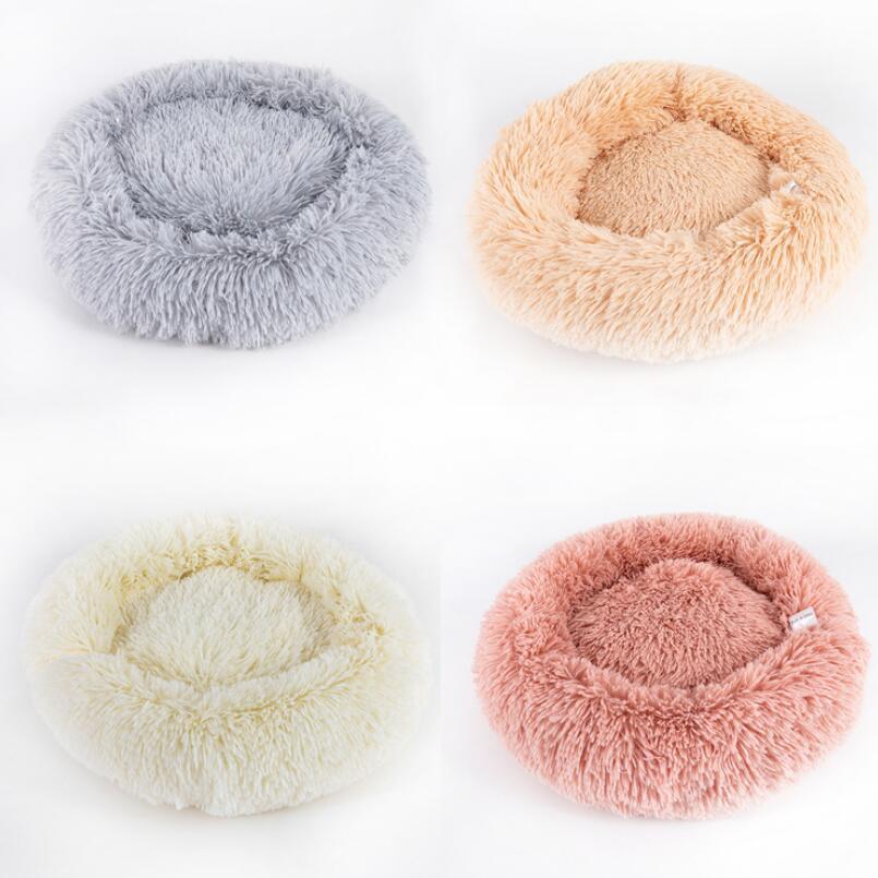 Pet Round Plush Beds For Small Dogs And Cats With Litter Kennel Feature - Suitable For a Puppy